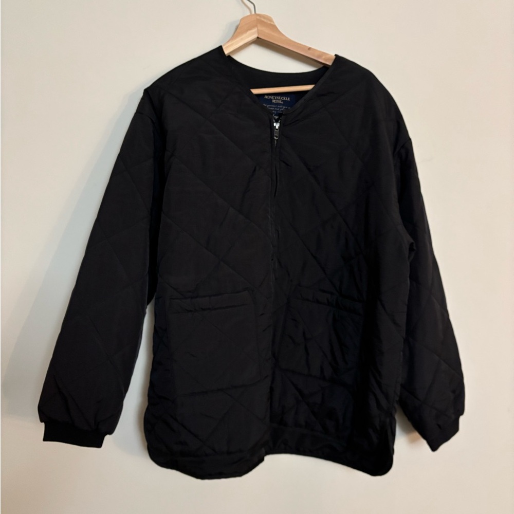Quilted Black Zip Front Jacket